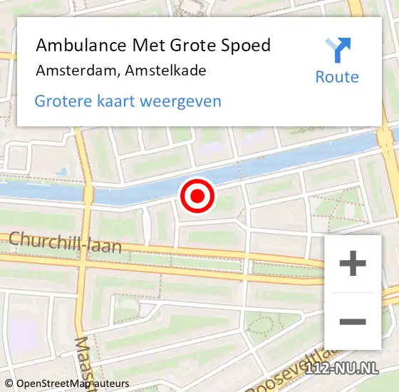 Locatie op kaart van de 112 melding: Ambulance Met Grote Spoed Naar Amsterdam, Amstelkade op 2 mei 2024 20:25