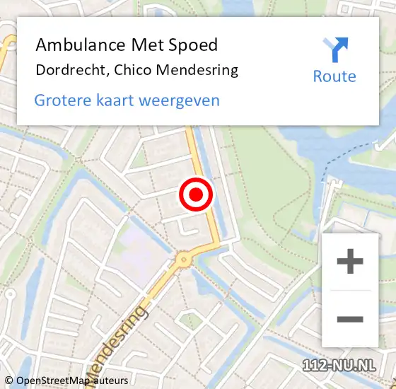 Locatie op kaart van de 112 melding: Ambulance Met Spoed Naar Dordrecht, Chico Mendesring op 2 mei 2024 20:42
