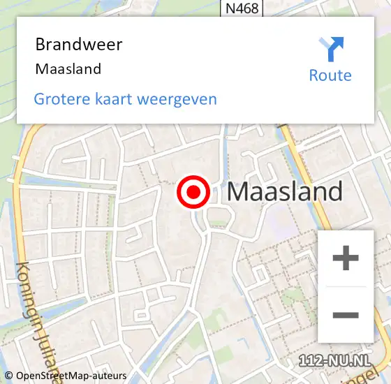Locatie op kaart van de 112 melding: Brandweer Maasland op 2 mei 2024 20:51