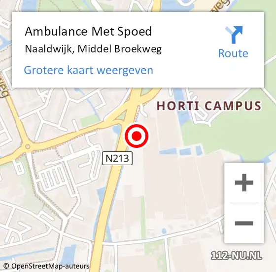 Locatie op kaart van de 112 melding: Ambulance Met Spoed Naar Naaldwijk, Middel Broekweg op 2 mei 2024 20:53