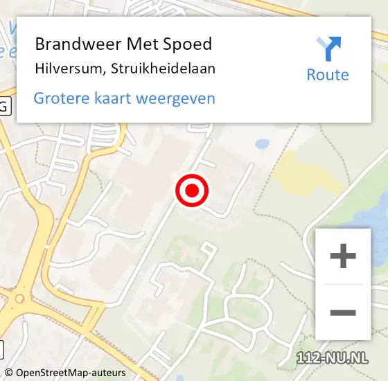 Locatie op kaart van de 112 melding: Brandweer Met Spoed Naar Hilversum, Struikheidelaan op 2 mei 2024 21:01