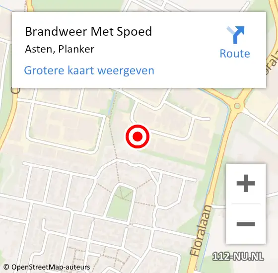 Locatie op kaart van de 112 melding: Brandweer Met Spoed Naar Asten, Planker op 2 mei 2024 21:03