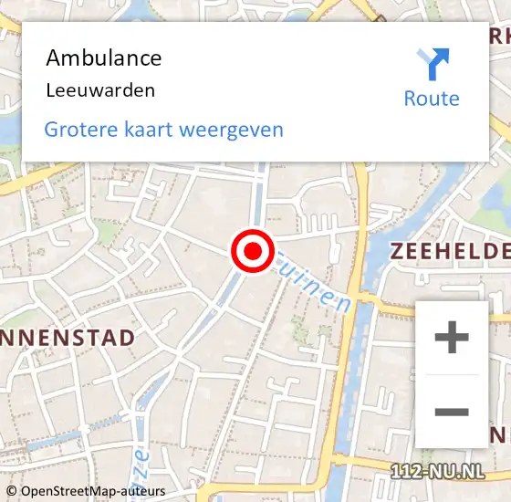 Locatie op kaart van de 112 melding: Ambulance Leeuwarden op 2 mei 2024 21:04