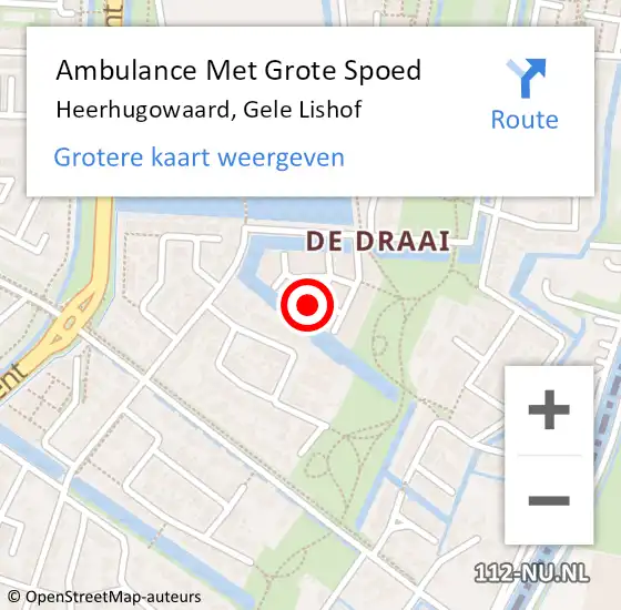 Locatie op kaart van de 112 melding: Ambulance Met Grote Spoed Naar Heerhugowaard, Gele Lishof op 2 mei 2024 21:15