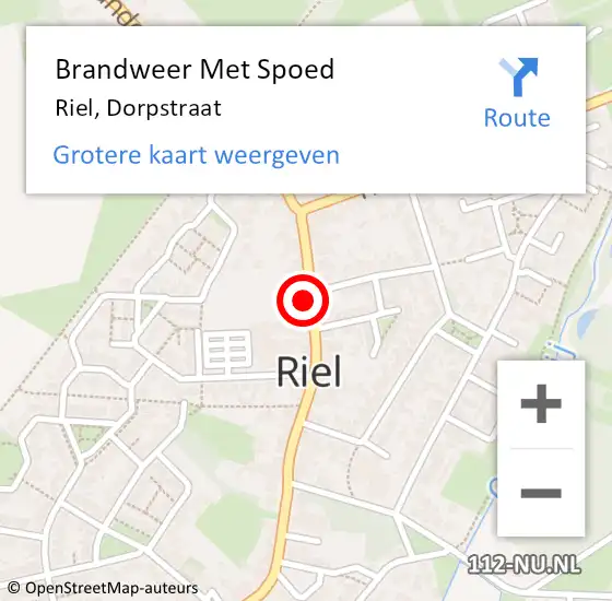 Locatie op kaart van de 112 melding: Brandweer Met Spoed Naar Riel, Dorpstraat op 2 mei 2024 21:21