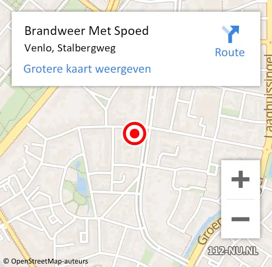 Locatie op kaart van de 112 melding: Brandweer Met Spoed Naar Venlo, Stalbergweg op 2 mei 2024 21:23