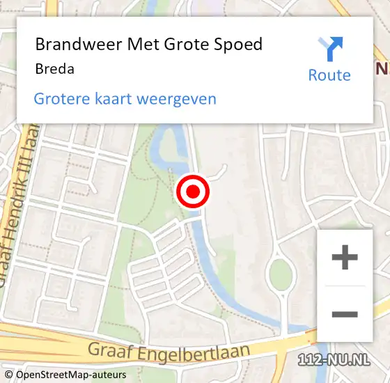 Locatie op kaart van de 112 melding: Brandweer Met Grote Spoed Naar Breda op 2 mei 2024 21:33