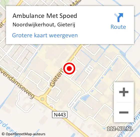 Locatie op kaart van de 112 melding: Ambulance Met Spoed Naar Noordwijkerhout, Gieterij op 2 mei 2024 21:40