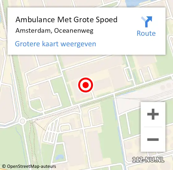 Locatie op kaart van de 112 melding: Ambulance Met Grote Spoed Naar Amsterdam, Oceanenweg op 2 mei 2024 21:47