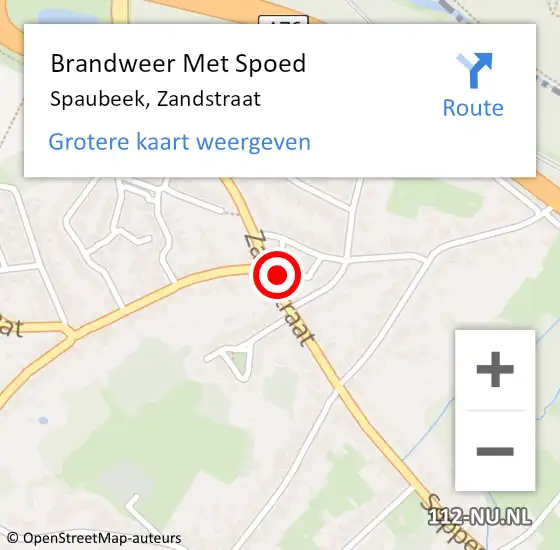 Locatie op kaart van de 112 melding: Brandweer Met Spoed Naar Spaubeek, Zandstraat op 2 mei 2024 22:04