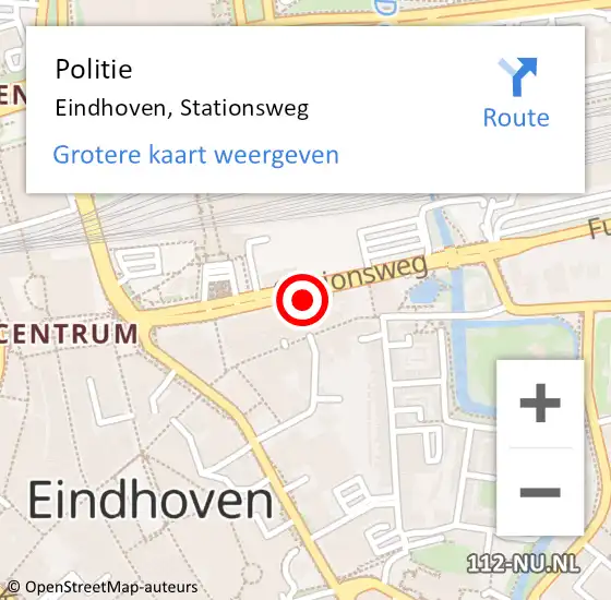 Locatie op kaart van de 112 melding: Politie Eindhoven, Stationsweg op 2 mei 2024 22:05