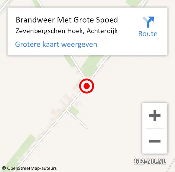 Locatie op kaart van de 112 melding: Brandweer Met Grote Spoed Naar Zevenbergschen Hoek, Achterdijk op 2 mei 2024 22:05