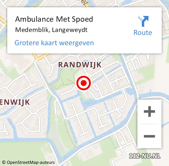 Locatie op kaart van de 112 melding: Ambulance Met Spoed Naar Medemblik, Langeweydt op 2 mei 2024 22:22