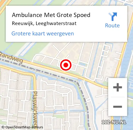 Locatie op kaart van de 112 melding: Ambulance Met Grote Spoed Naar Reeuwijk, Leeghwaterstraat op 2 mei 2024 22:49