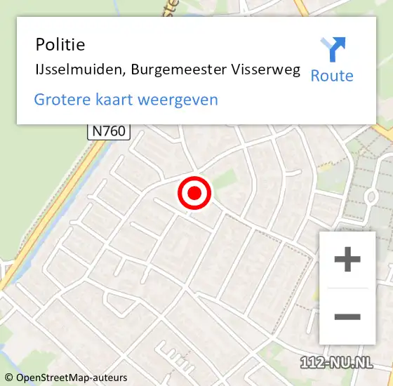 Locatie op kaart van de 112 melding: Politie IJsselmuiden, Burgemeester Visserweg op 2 mei 2024 22:51