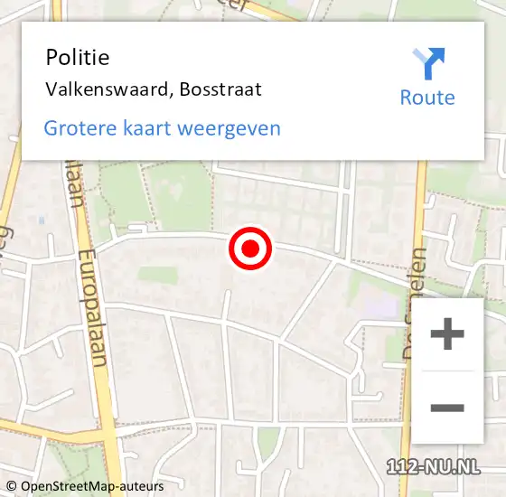 Locatie op kaart van de 112 melding: Politie Valkenswaard, Bosstraat op 2 mei 2024 23:04