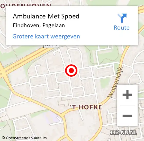 Locatie op kaart van de 112 melding: Ambulance Met Spoed Naar Eindhoven, Pagelaan op 4 oktober 2014 14:11