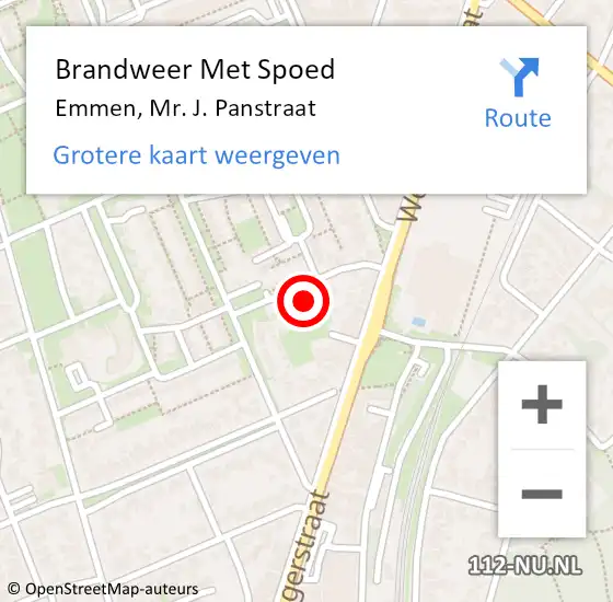 Locatie op kaart van de 112 melding: Brandweer Met Spoed Naar Emmen, Mr. J. Panstraat op 2 mei 2024 23:08