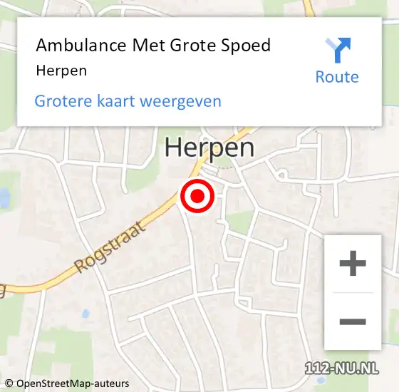Locatie op kaart van de 112 melding: Ambulance Met Grote Spoed Naar Herpen op 2 mei 2024 23:37