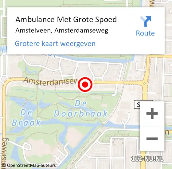 Locatie op kaart van de 112 melding: Ambulance Met Grote Spoed Naar Amstelveen, Amsterdamseweg op 2 mei 2024 23:38