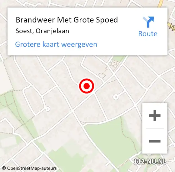 Locatie op kaart van de 112 melding: Brandweer Met Grote Spoed Naar Soest, Oranjelaan op 2 mei 2024 23:50