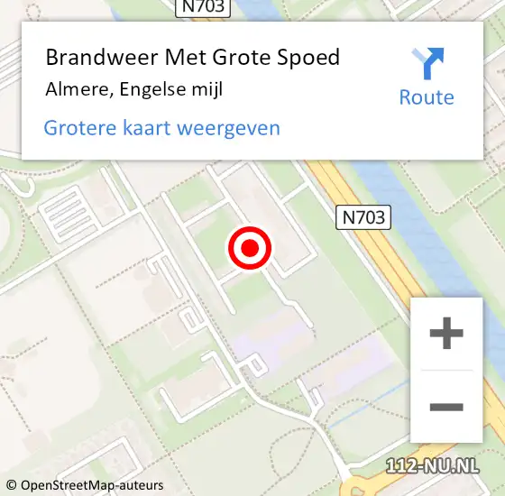 Locatie op kaart van de 112 melding: Brandweer Met Grote Spoed Naar Almere, Engelse mijl op 3 mei 2024 00:02