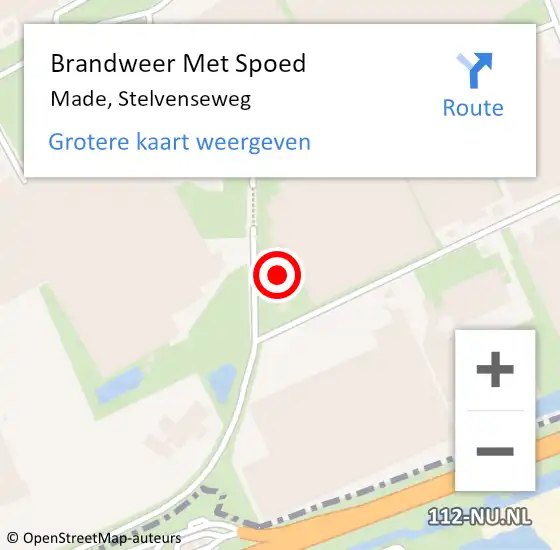 Locatie op kaart van de 112 melding: Brandweer Met Spoed Naar Made, Stelvenseweg op 3 mei 2024 00:14