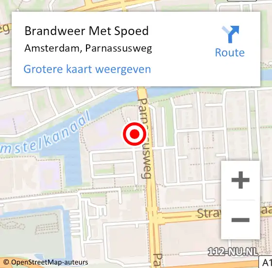 Locatie op kaart van de 112 melding: Brandweer Met Spoed Naar Amsterdam, Parnassusweg op 3 mei 2024 00:15