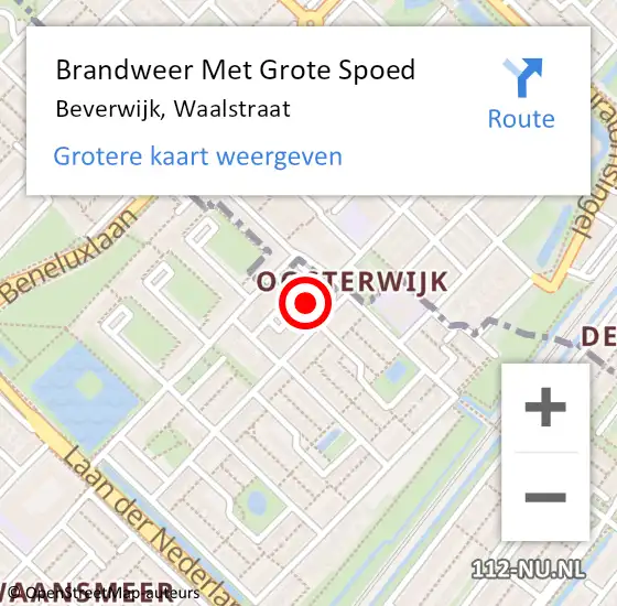 Locatie op kaart van de 112 melding: Brandweer Met Grote Spoed Naar Beverwijk, Waalstraat op 3 mei 2024 00:20