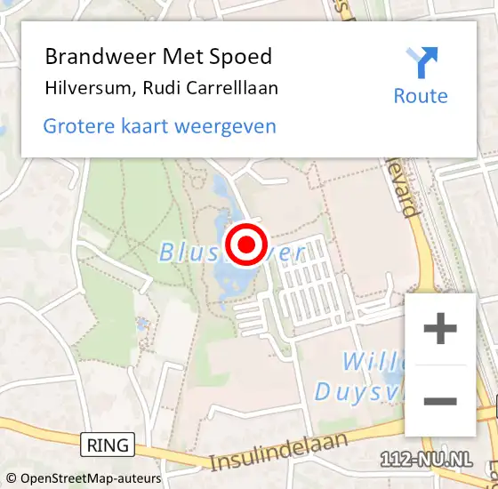 Locatie op kaart van de 112 melding: Brandweer Met Spoed Naar Hilversum, Rudi Carrelllaan op 3 mei 2024 00:30