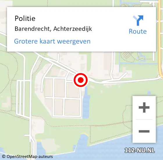Locatie op kaart van de 112 melding: Politie Barendrecht, Achterzeedijk op 3 mei 2024 00:37