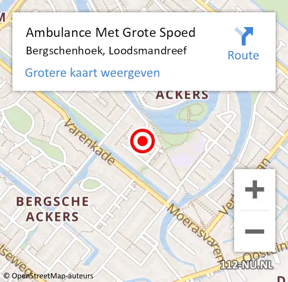 Locatie op kaart van de 112 melding: Ambulance Met Grote Spoed Naar Bergschenhoek, Loodsmandreef op 3 mei 2024 01:06