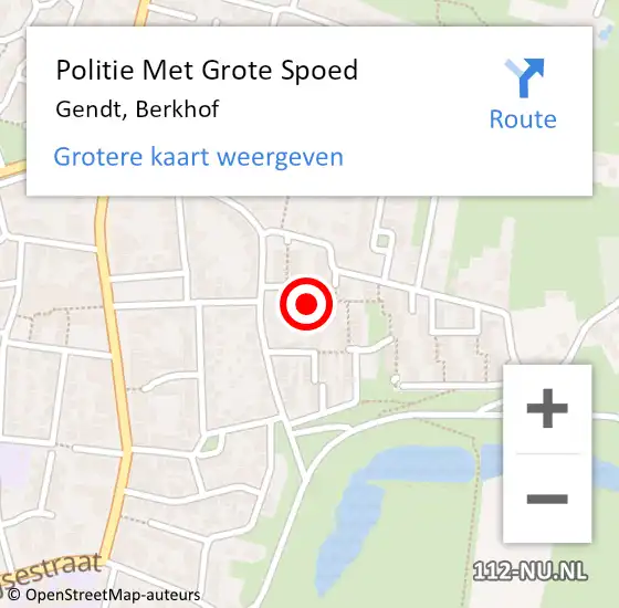 Locatie op kaart van de 112 melding: Politie Met Grote Spoed Naar Gendt, Berkhof op 3 mei 2024 01:30