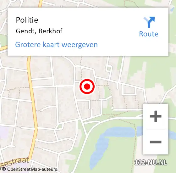 Locatie op kaart van de 112 melding: Politie Gendt, Berkhof op 3 mei 2024 01:37