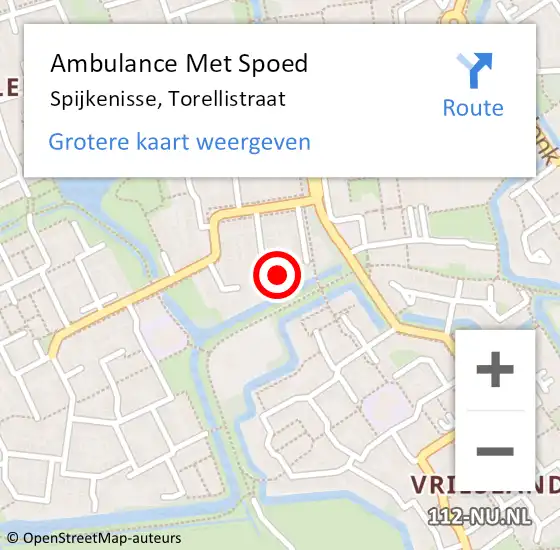 Locatie op kaart van de 112 melding: Ambulance Met Spoed Naar Spijkenisse, Torellistraat op 3 mei 2024 02:54