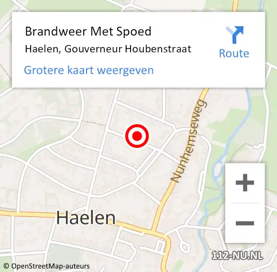 Locatie op kaart van de 112 melding: Brandweer Met Spoed Naar Haelen, Gouverneur Houbenstraat op 3 mei 2024 03:02