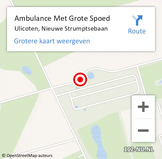 Locatie op kaart van de 112 melding: Ambulance Met Grote Spoed Naar Ulicoten, Nieuwe Strumptsebaan op 4 oktober 2014 14:23