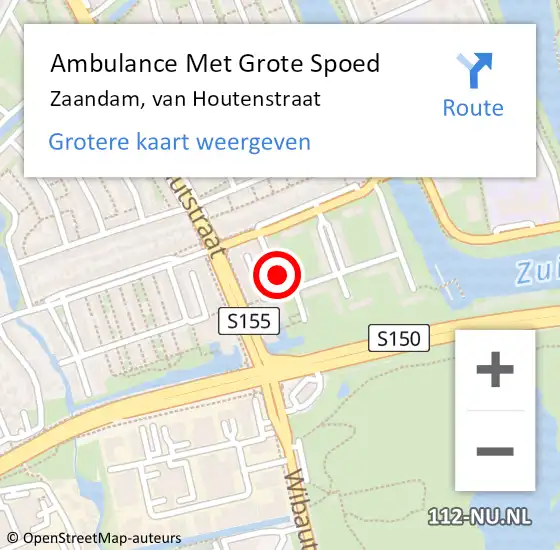 Locatie op kaart van de 112 melding: Ambulance Met Grote Spoed Naar Zaandam, van Houtenstraat op 3 mei 2024 03:38