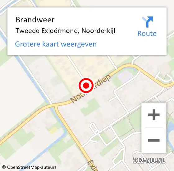 Locatie op kaart van de 112 melding: Brandweer Tweede Exloërmond, Noorderkijl op 3 mei 2024 04:05