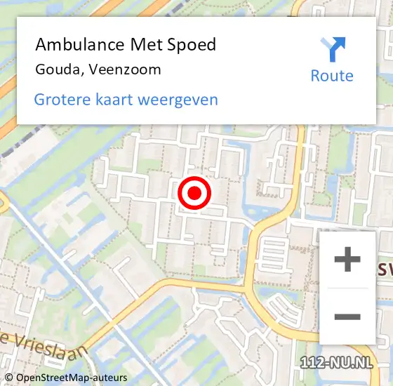 Locatie op kaart van de 112 melding: Ambulance Met Spoed Naar Gouda, Veenzoom op 3 mei 2024 04:08