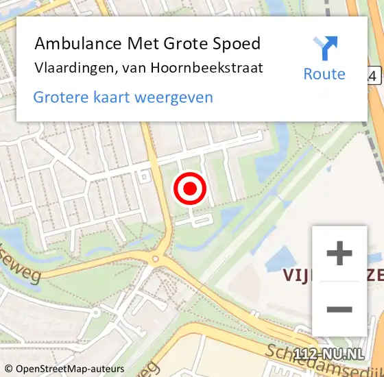 Locatie op kaart van de 112 melding: Ambulance Met Grote Spoed Naar Vlaardingen, van Hoornbeekstraat op 3 mei 2024 04:16