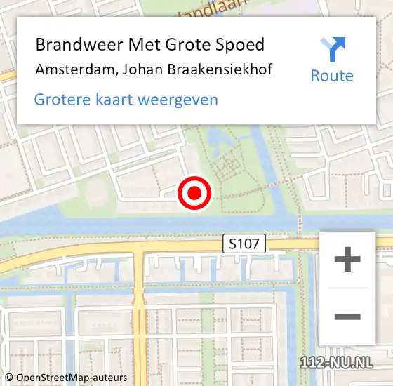 Locatie op kaart van de 112 melding: Brandweer Met Grote Spoed Naar Amsterdam, Johan Braakensiekhof op 3 mei 2024 04:23
