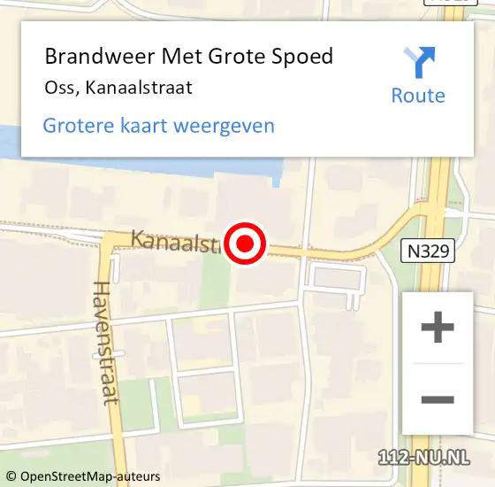 Locatie op kaart van de 112 melding: Brandweer Met Grote Spoed Naar Oss, Kanaalstraat op 3 mei 2024 04:30