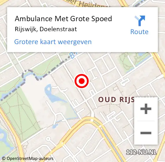 Locatie op kaart van de 112 melding: Ambulance Met Grote Spoed Naar Rijswijk, Doelenstraat op 3 mei 2024 04:43