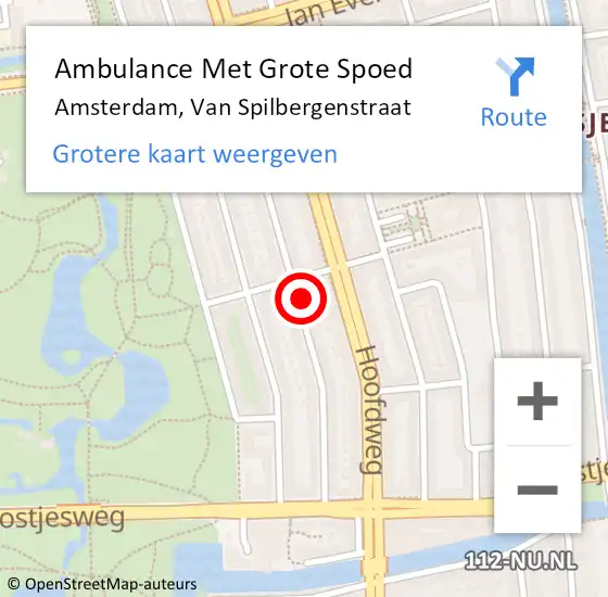 Locatie op kaart van de 112 melding: Ambulance Met Grote Spoed Naar Amsterdam, Van Spilbergenstraat op 3 mei 2024 04:46