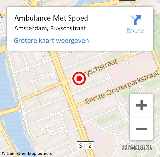 Locatie op kaart van de 112 melding: Ambulance Met Spoed Naar Amsterdam, Ruyschstraat op 3 mei 2024 05:31