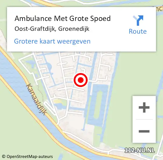 Locatie op kaart van de 112 melding: Ambulance Met Grote Spoed Naar Oost-Graftdijk, Groenedijk op 3 mei 2024 05:38