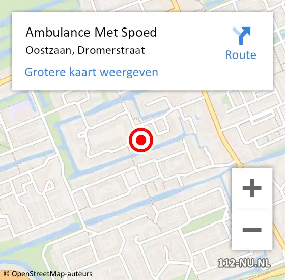 Locatie op kaart van de 112 melding: Ambulance Met Spoed Naar Oostzaan, Dromerstraat op 3 mei 2024 05:51