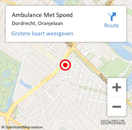 Locatie op kaart van de 112 melding: Ambulance Met Spoed Naar Dordrecht, Oranjelaan op 3 mei 2024 06:52