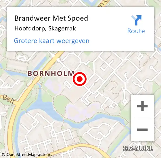 Locatie op kaart van de 112 melding: Brandweer Met Spoed Naar Hoofddorp, Skagerrak op 3 mei 2024 07:08